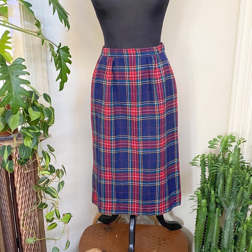 Vintage Handmade Plaid Midi Skirt